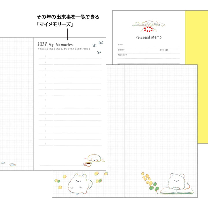 Midori 2026 Pocket Slim Monthly Diary | Dog