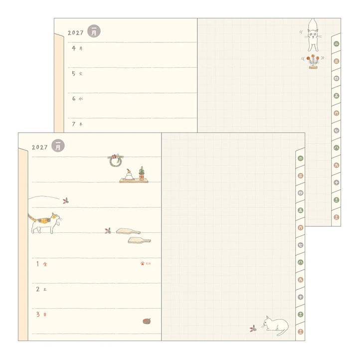Midori 2026 Pocket B6 Weekly Diary | Cat