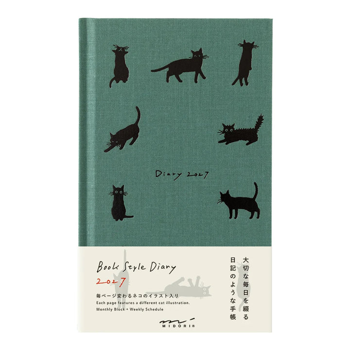 Midori 2027 Weekly Diary Book | Green Cat