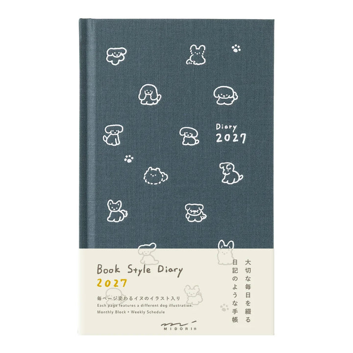 Midori 2027 Weekly Diary Book | Navy Dog