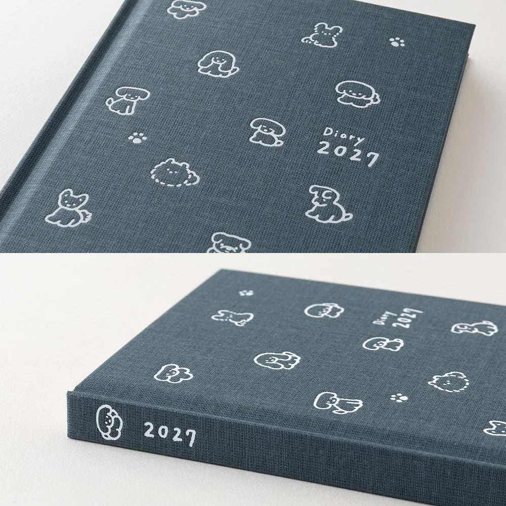 Midori 2027 Weekly Diary Book | Navy Dog