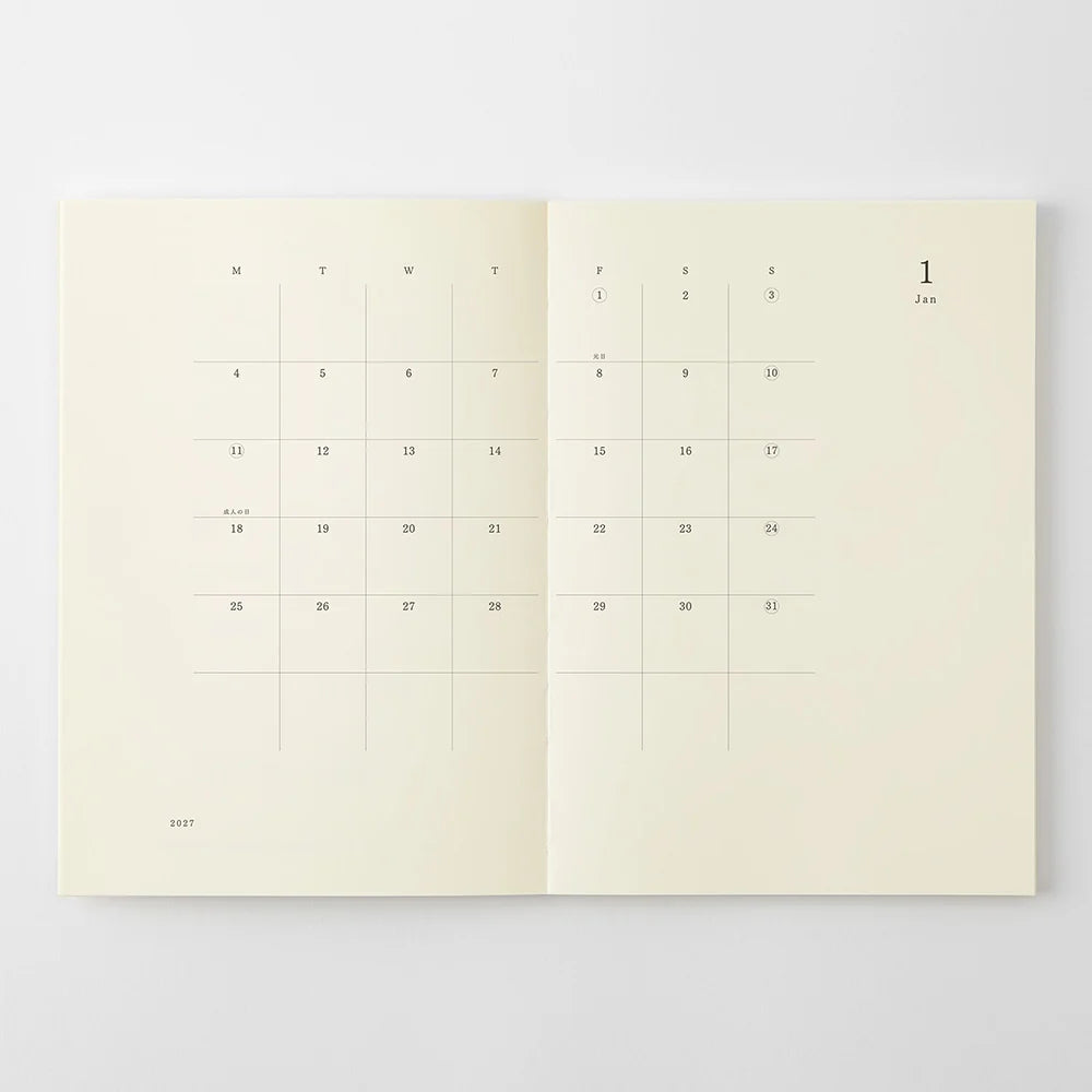 Midori 2027 MD Notebook Diary Planner Thin | A5 Grid