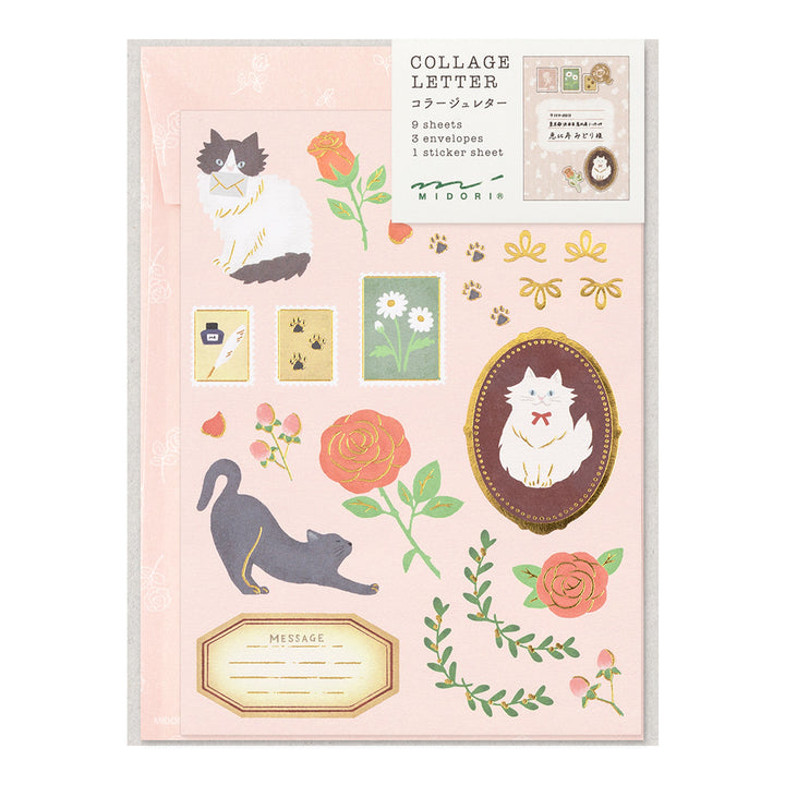 Cats and Flowers Collage Letter Set