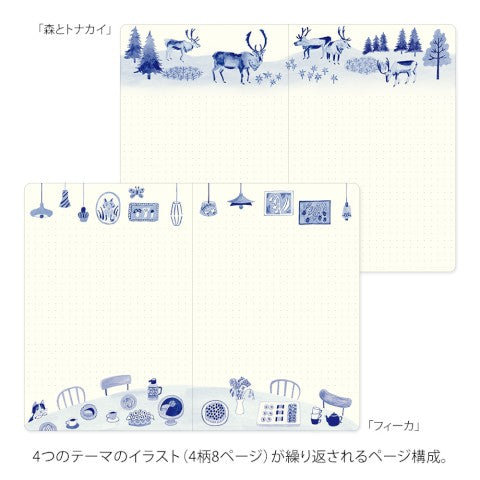 Blue Nordic Yuru Log Dot Grid Notebook