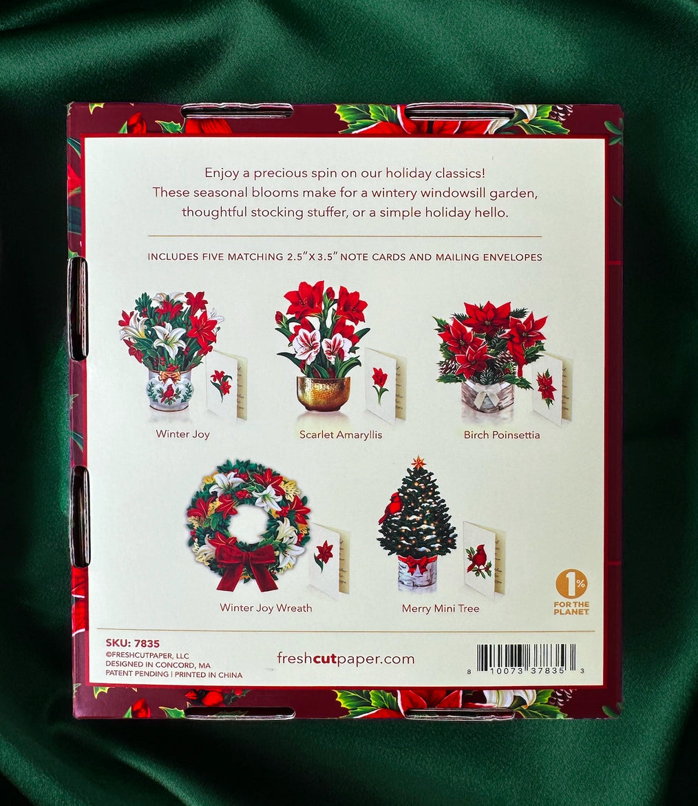 Holiday Bouquet Collection Mini Pop-Up Cards | Assorted 5 Card Set