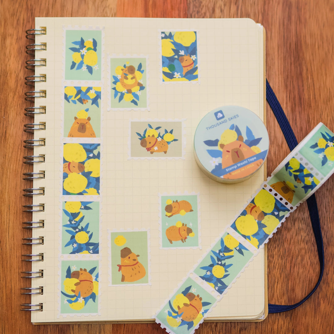 Yuzu Orchard Capybara Stamp Washi Tape