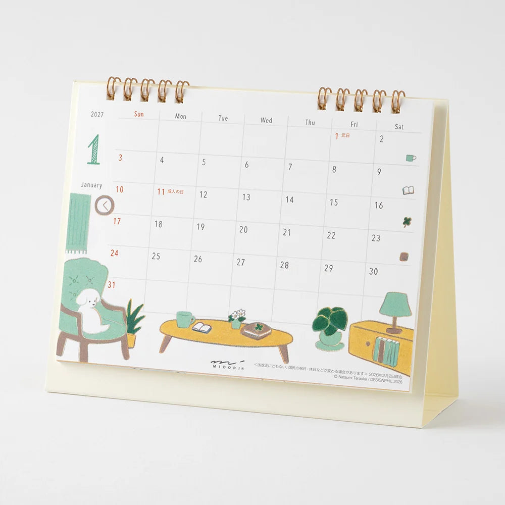 Midori 2027 Ring Desktop Calendar | Dog