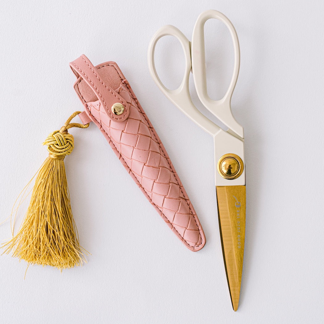 Ivory and Gold Heirloom Scissors | Petunia Pink Case