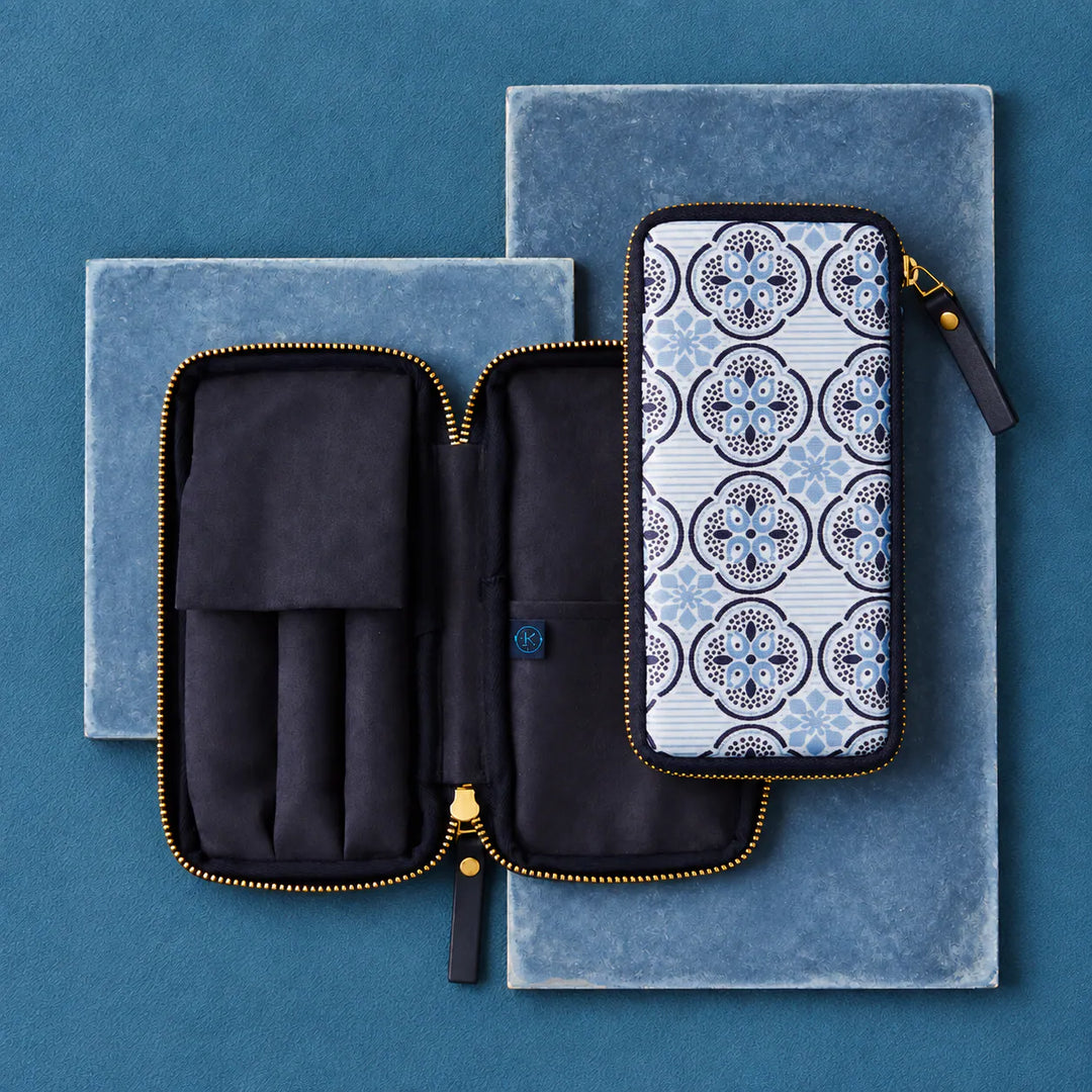 Kyoku Haku Window Weave 3 Pens Zipper Case | Sky Blue