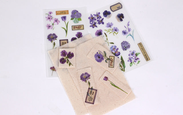 Botanical Purple Rub-On Stickers