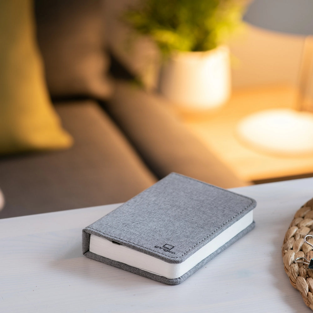 Design Smart Book Mini Smart Book Light | Grey Linen Fabric – The Paper Mouse