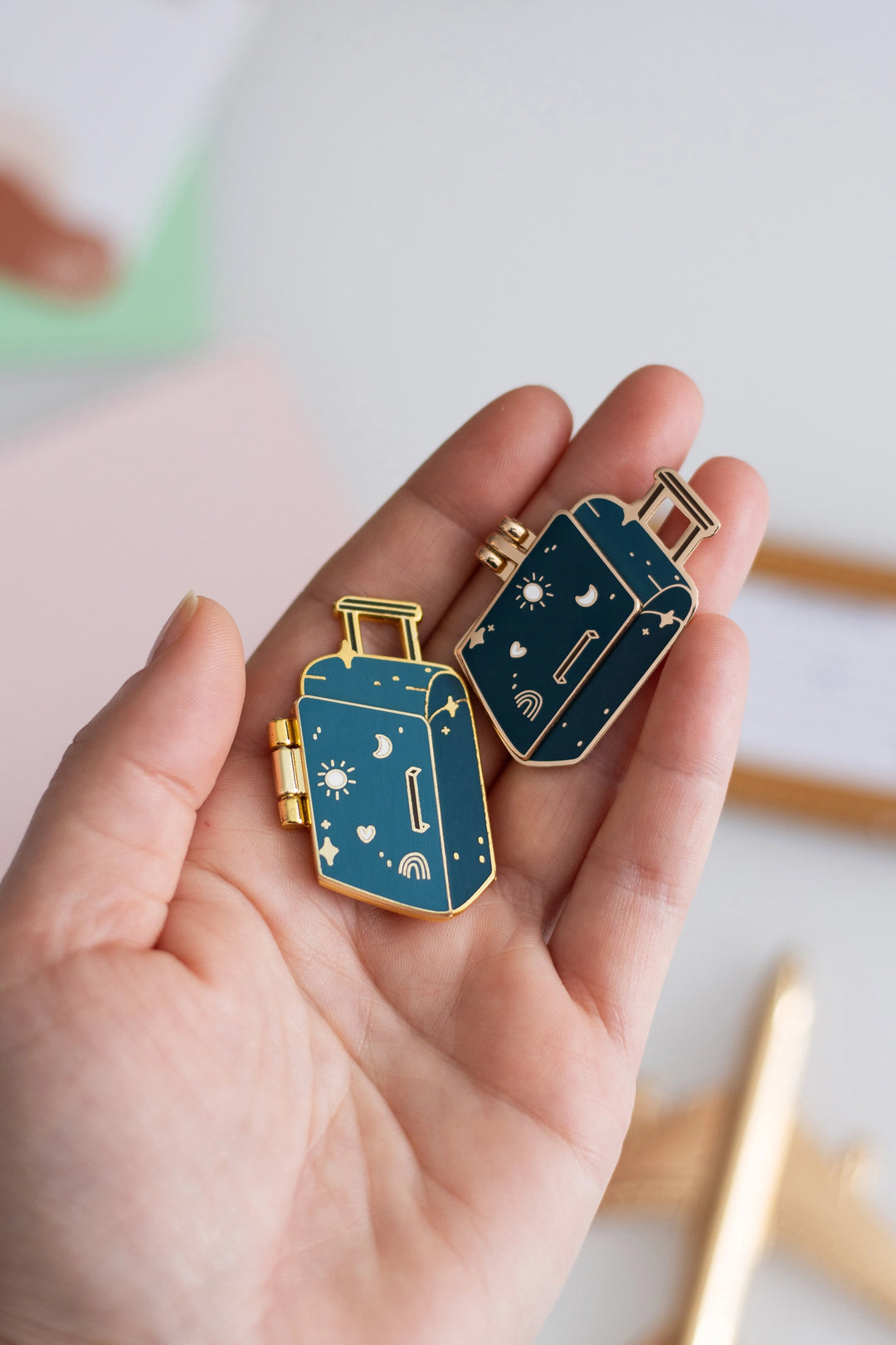 Traveler Suitcase Interactive Enamel Pin