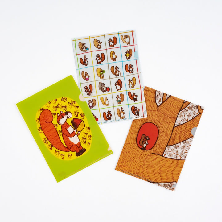 Hobonichi Clear Folder Set of 3 for A6 Size | 100%ORANGE: Squirrel’s Moving Day