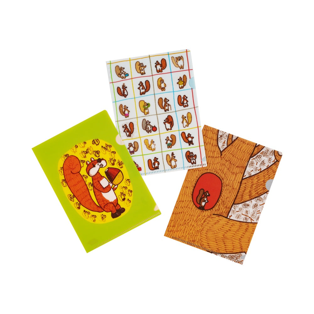 Hobonichi Clear Folder Set of 3 for A6 Size | 100%ORANGE: Squirrel’s Moving Day
