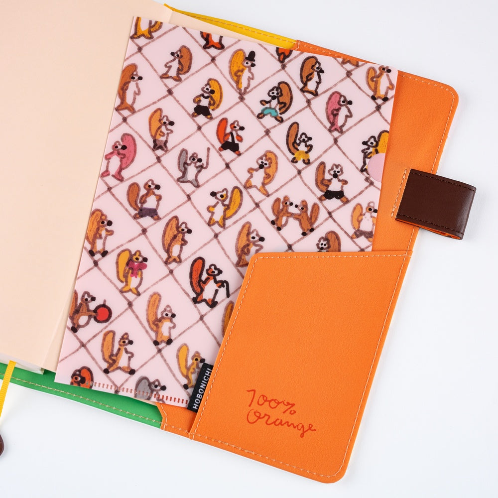 Hobonichi Clear Folder Set of 2 for A5 Size | 100%ORANGE: Squirrel Squadro