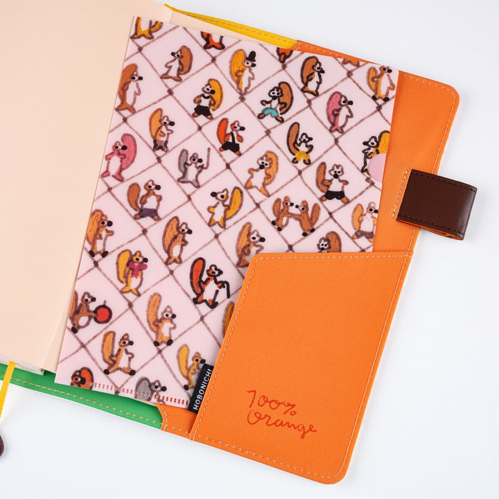 Hobonichi Clear Folder Set of 2 for A5 Size | 100%ORANGE: Squirrel Squadro