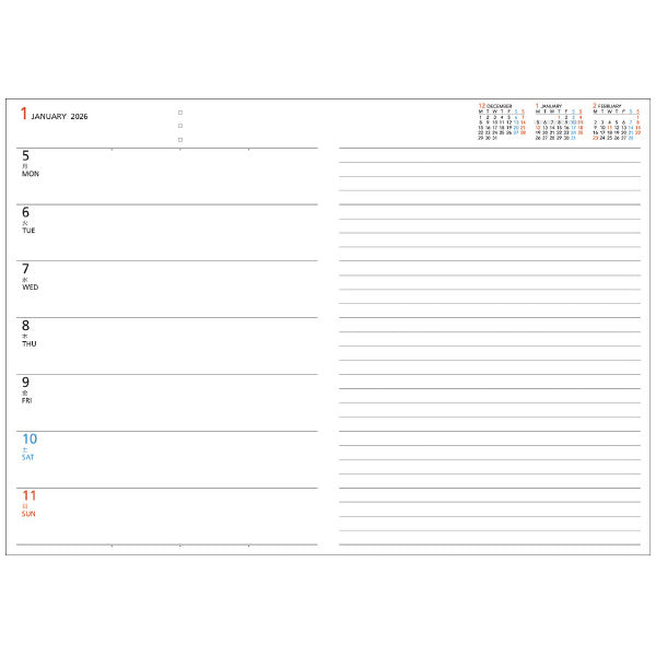 2026 Campus Horizontal Weekly Planner | A5