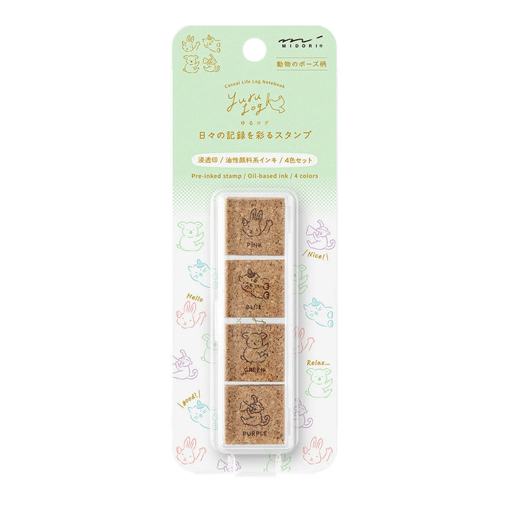 Yuru Log Pre-Inked Paintable Stamp | Animals