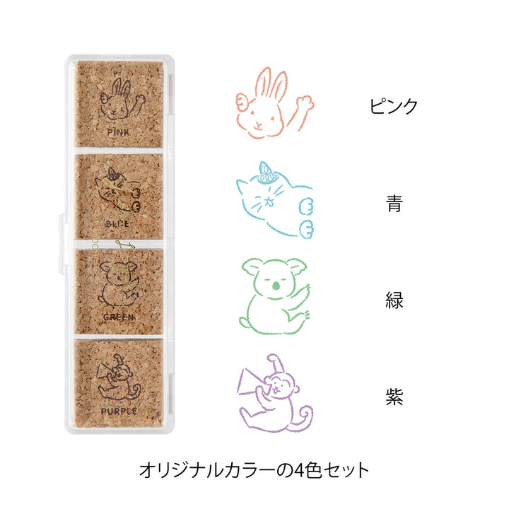 Yuru Log Pre-Inked Paintable Stamp | Animals