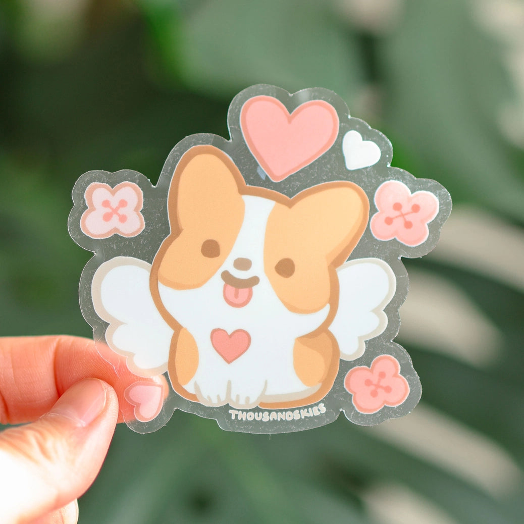 Angelic Corgi | Transparent Vinyl Sticker