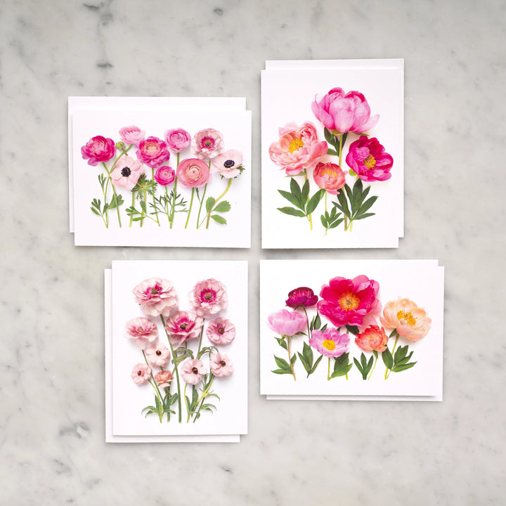 Ranunculus and Peonies | Assorted 8 Card Set