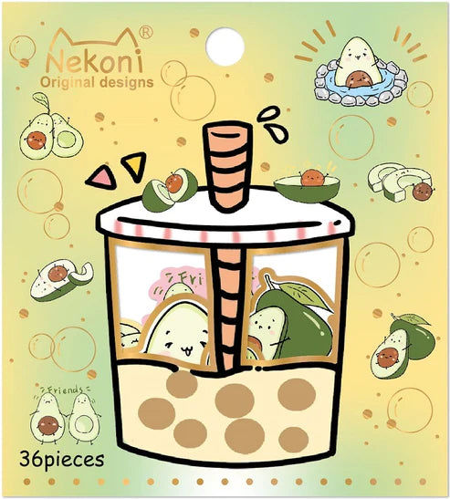 Avocado Boba Sticker Set