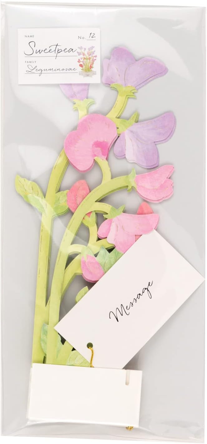 Sweet Pea Flower Blooming Pop-Up Greeting Card