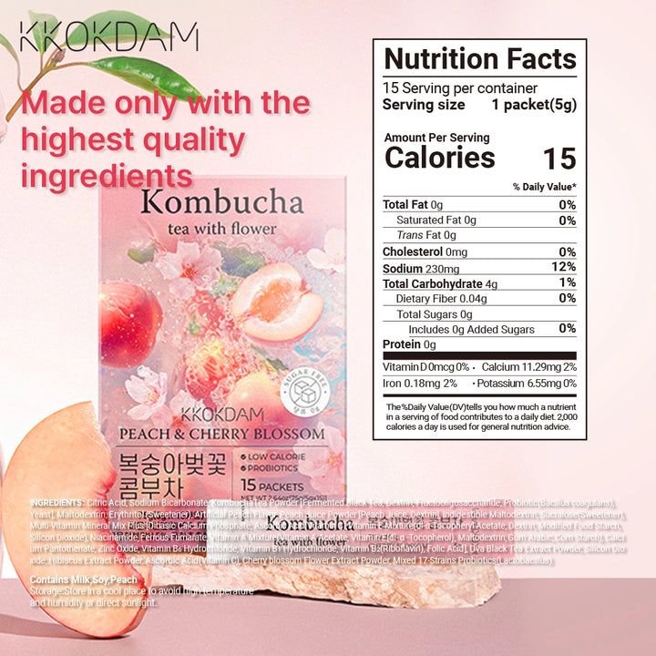 Peach and Cherry Blossom Flower Kombucha Tea