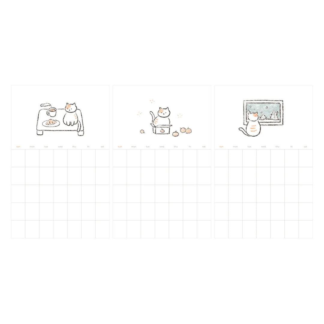 Relaxing Cat Monthly Plan Calendar Stickers