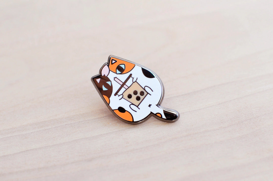 Calico Cat and Bubble Tea | Enamel Pin