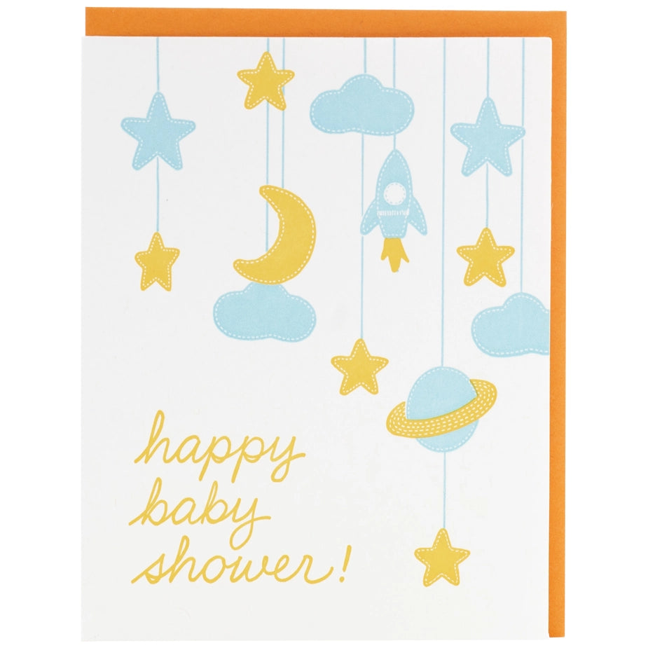 Space Mobile Baby Shower | Greeting Card