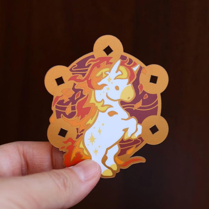 Lucky Coins Horse | Holographic Vinyl Sticker