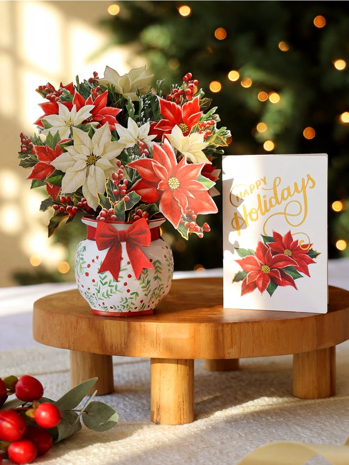 Festive Poinsettias Mini Pop-Up Card