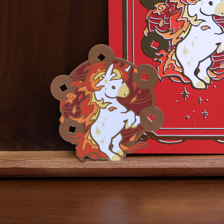 Lucky Coins Horse | Holographic Vinyl Sticker