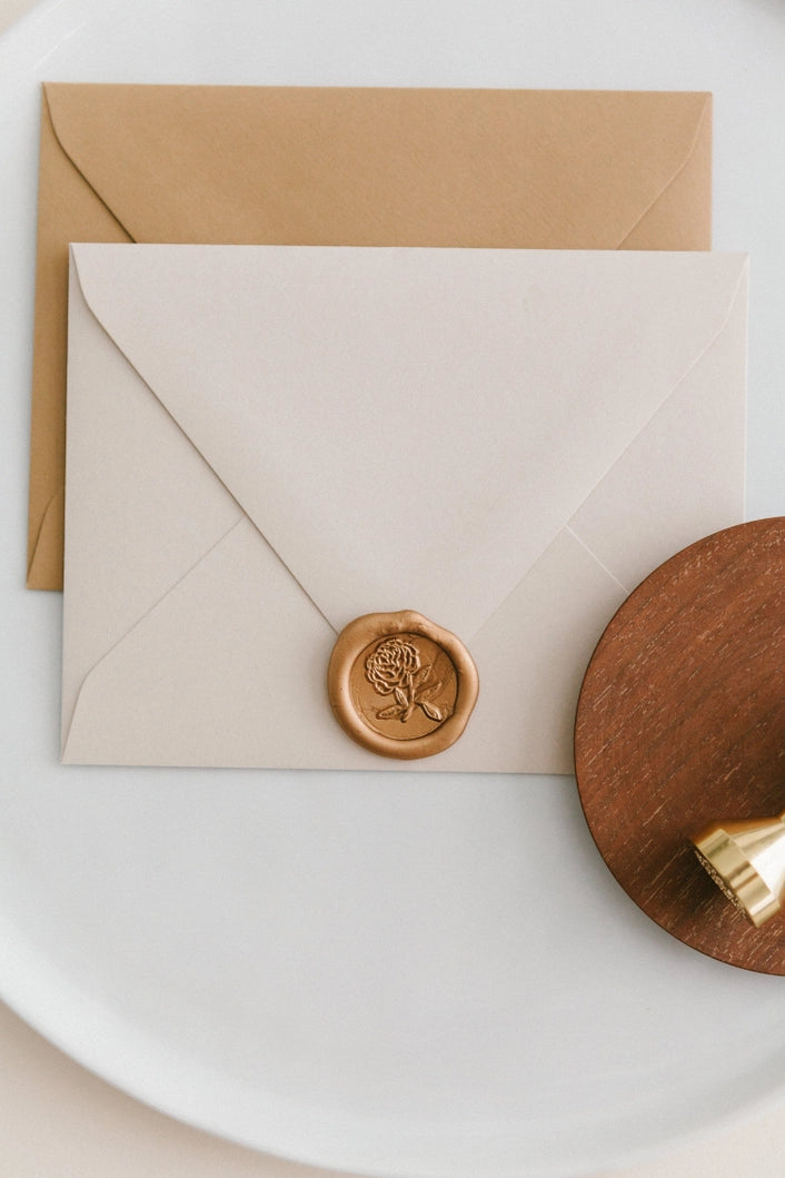 Heirloom Peony Brass Handle Wax Seal Set