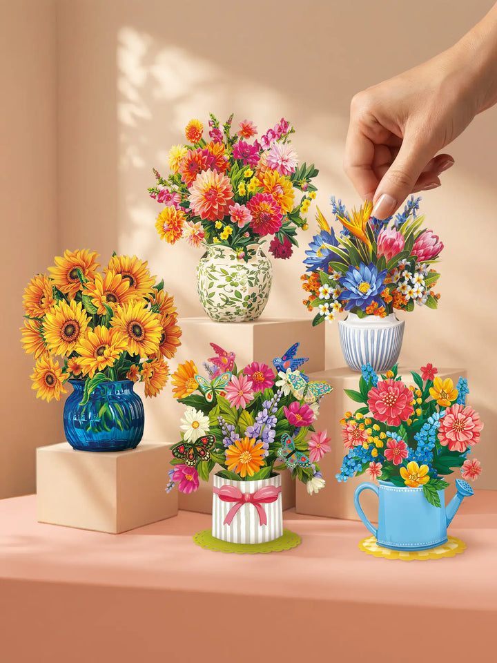 Thank You Bouquet Mini Pop-Up Cards | Assorted 5 Card Set