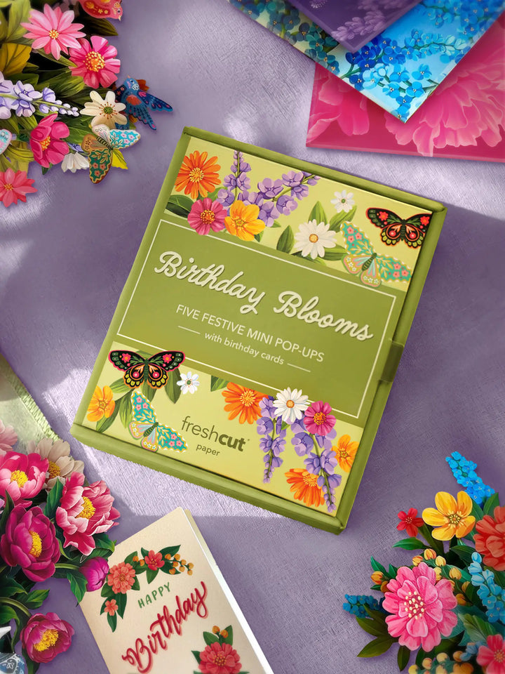 Birthday Blooms Mini Pop-Up Cards | Assorted 5 Card Set