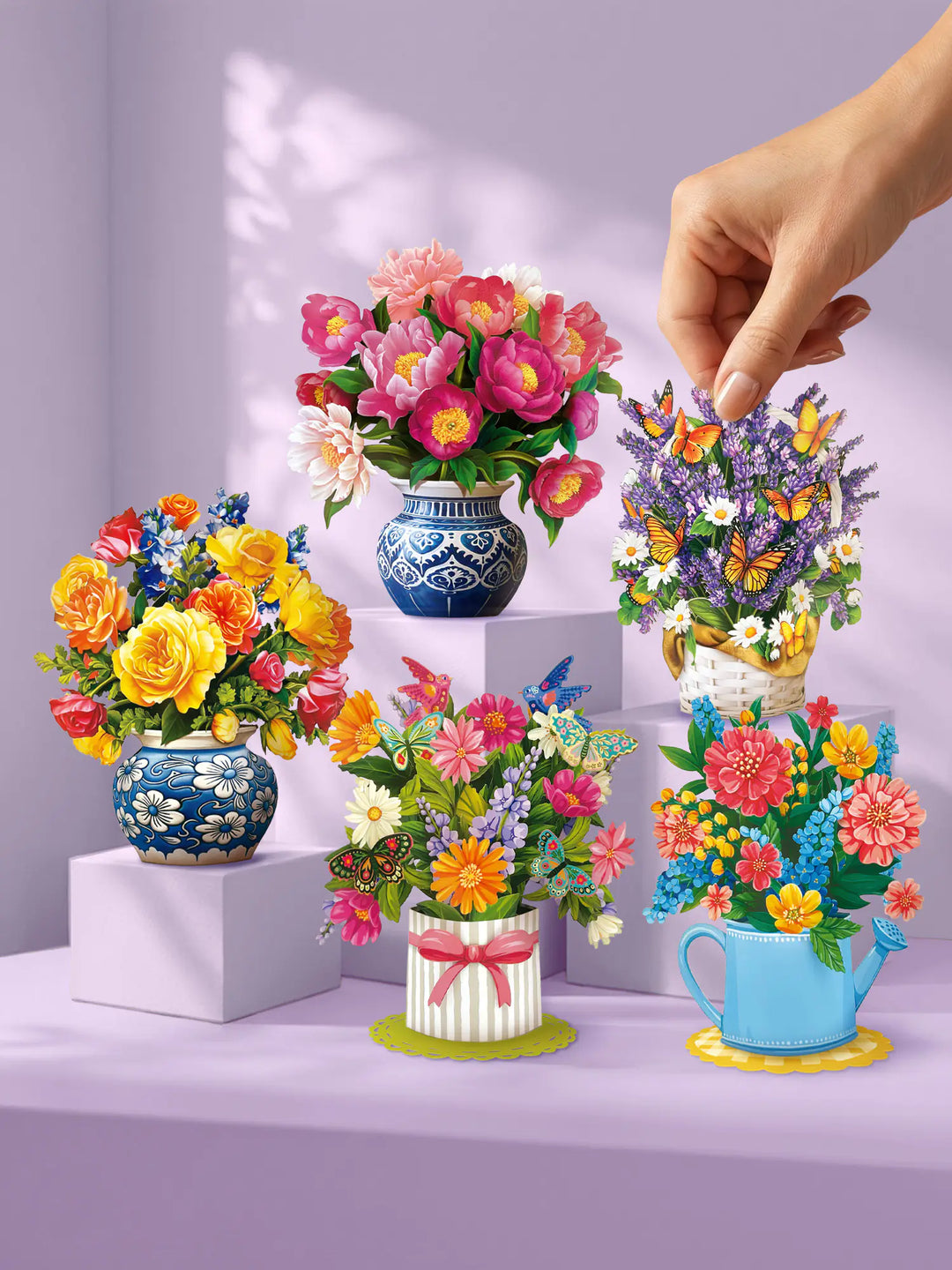 Birthday Blooms Mini Pop-Up Cards | Assorted 5 Card Set