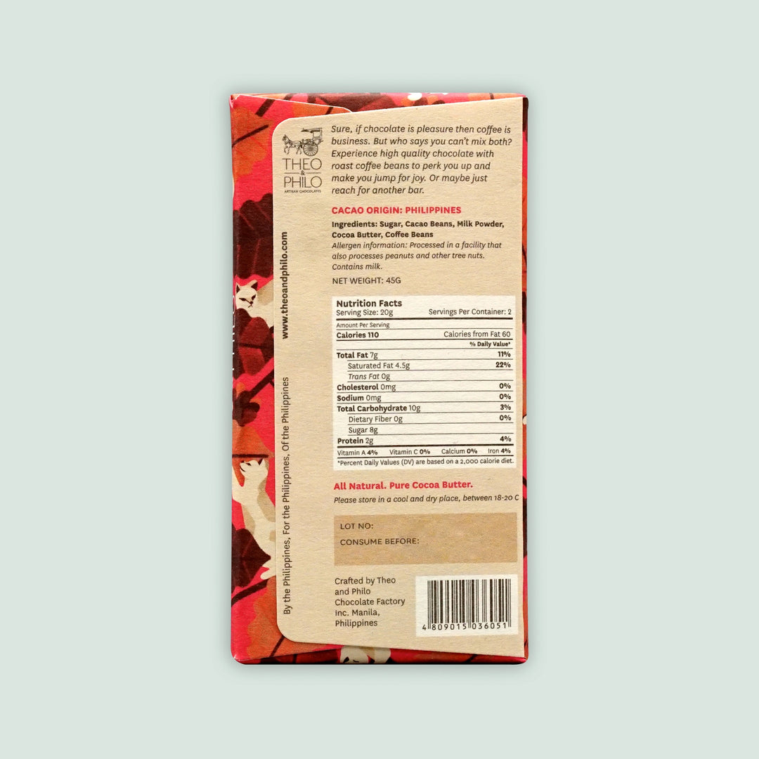 Theo & Philo Milk Chocolate Bar with Barako Coffee
