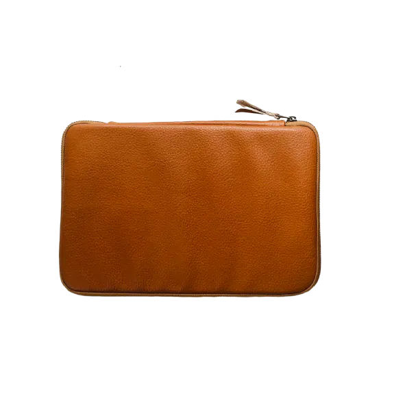Brown Leather Zipper Notebook Portfolio