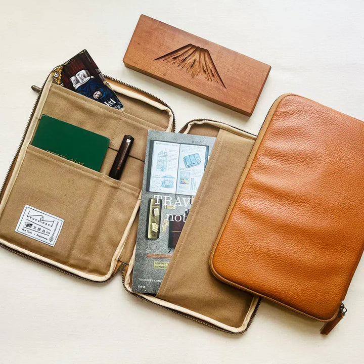 Brown Leather Zipper Notebook Portfolio