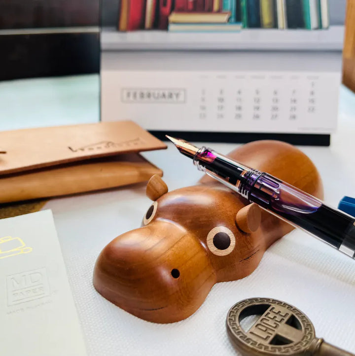 Small Hippo Wooden Pen Rest