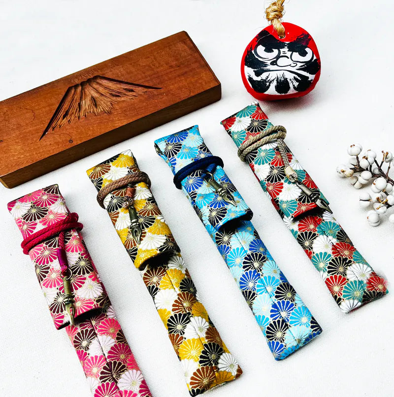 Japanese Green Kiku Single Pen Sleeve