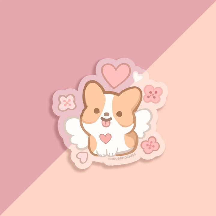 Angelic Corgi | Transparent Vinyl Sticker