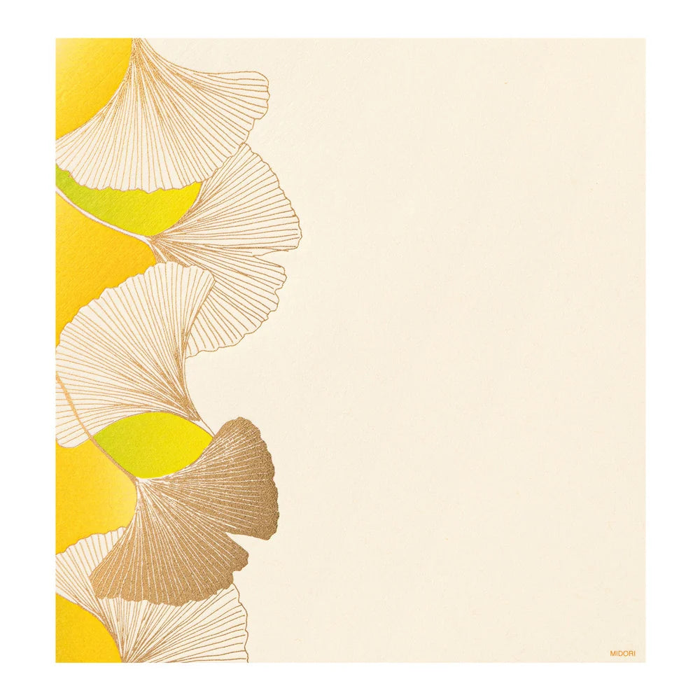 Midori Dancing Gingko Letter Pad | Foiled-Stamp Washi Paper