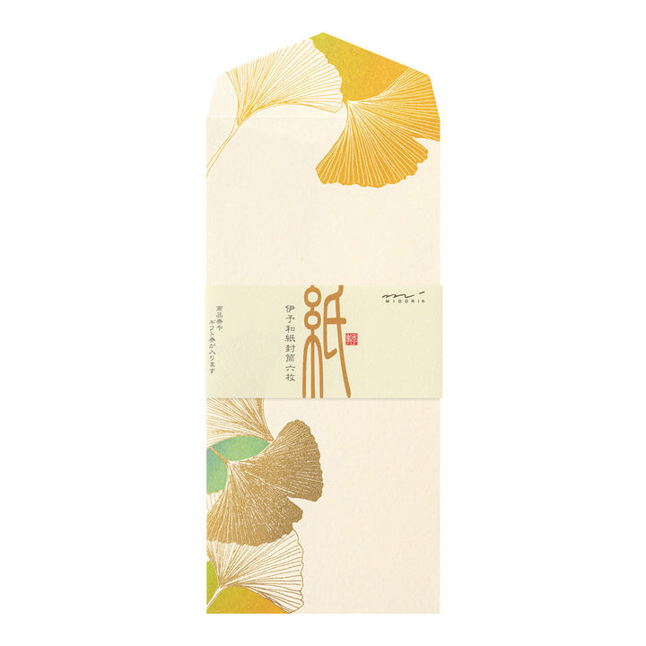 Midori Dancing Ginkgo Message Pad | Gold-Foiled Washi Paper