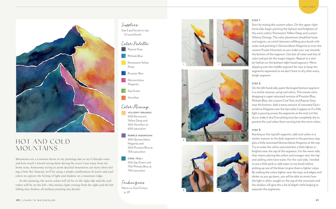 Learn to Watercolor: 20 Step-by-Step Beginner-Friendly Lessons on Watercolor Paper