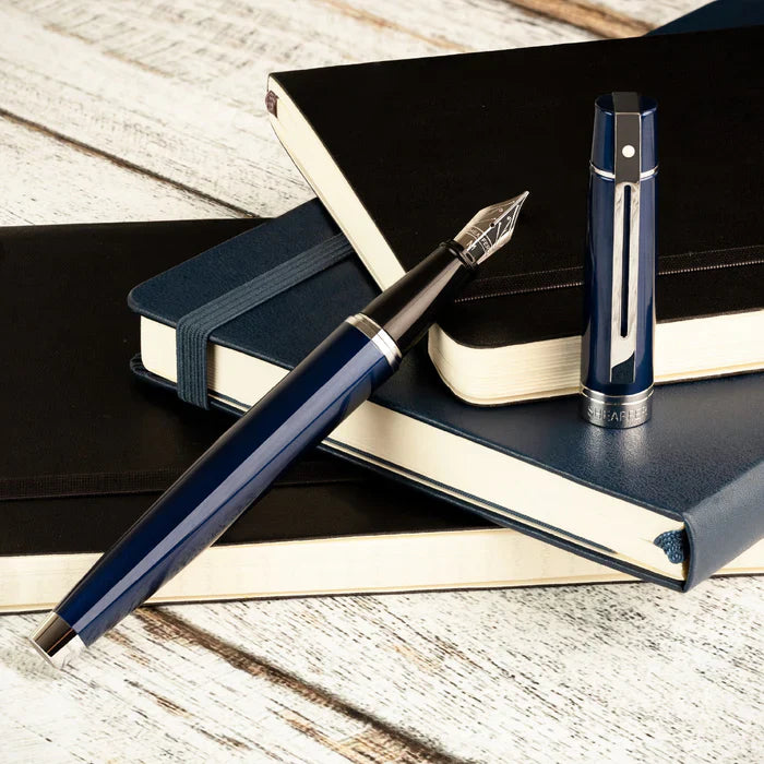 Sheaffer 300 Fountain Pen | Glossy Blue with Chrome Trim