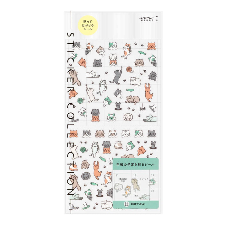 Midori Lined Cat Sticker Collection