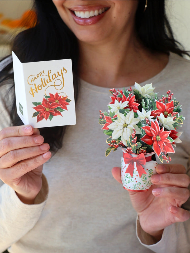 Festive Poinsettias Mini Pop-Up Card
